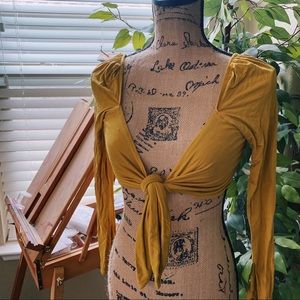 Yellow Tie Crop Top